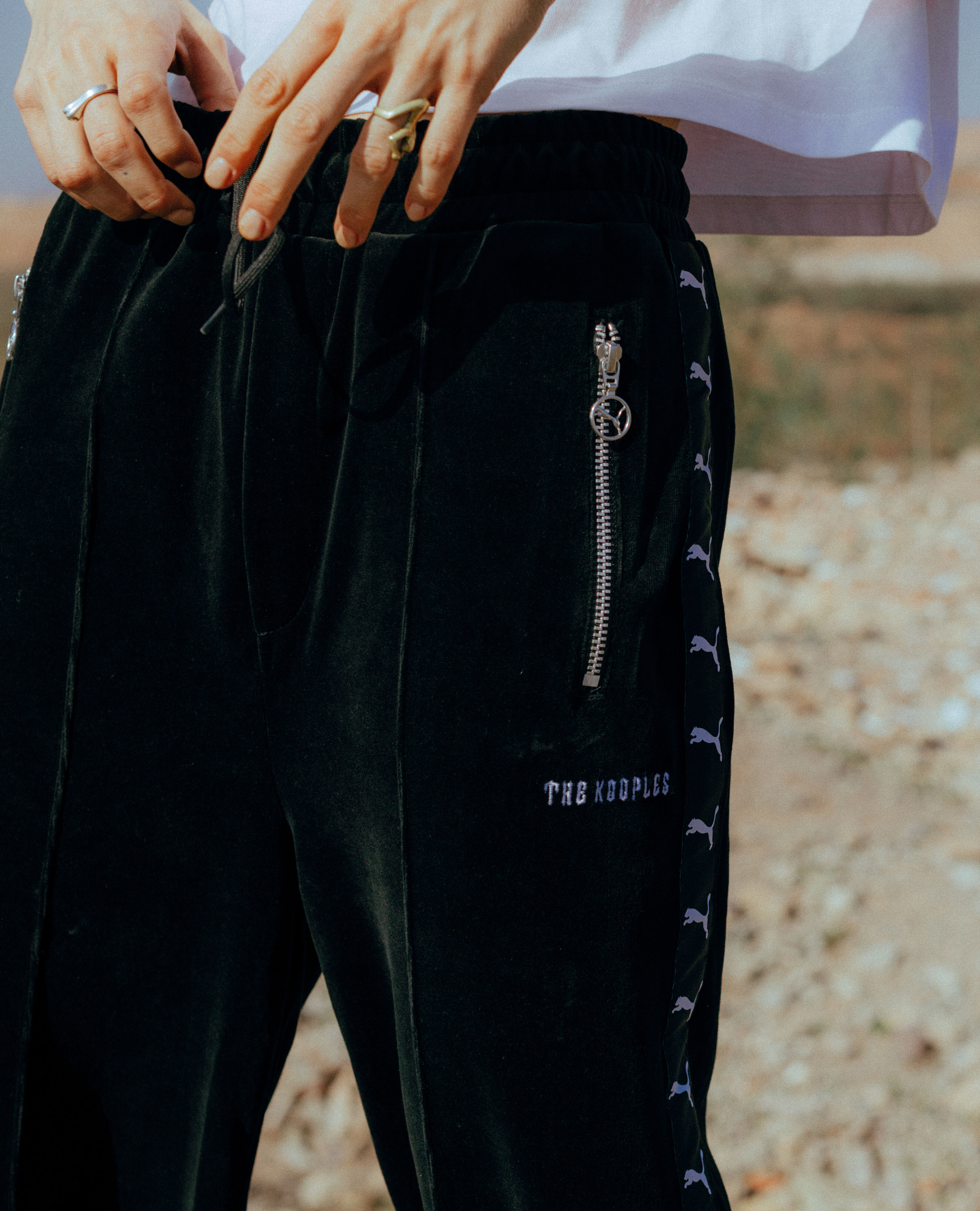 Womens black velvet joggers online