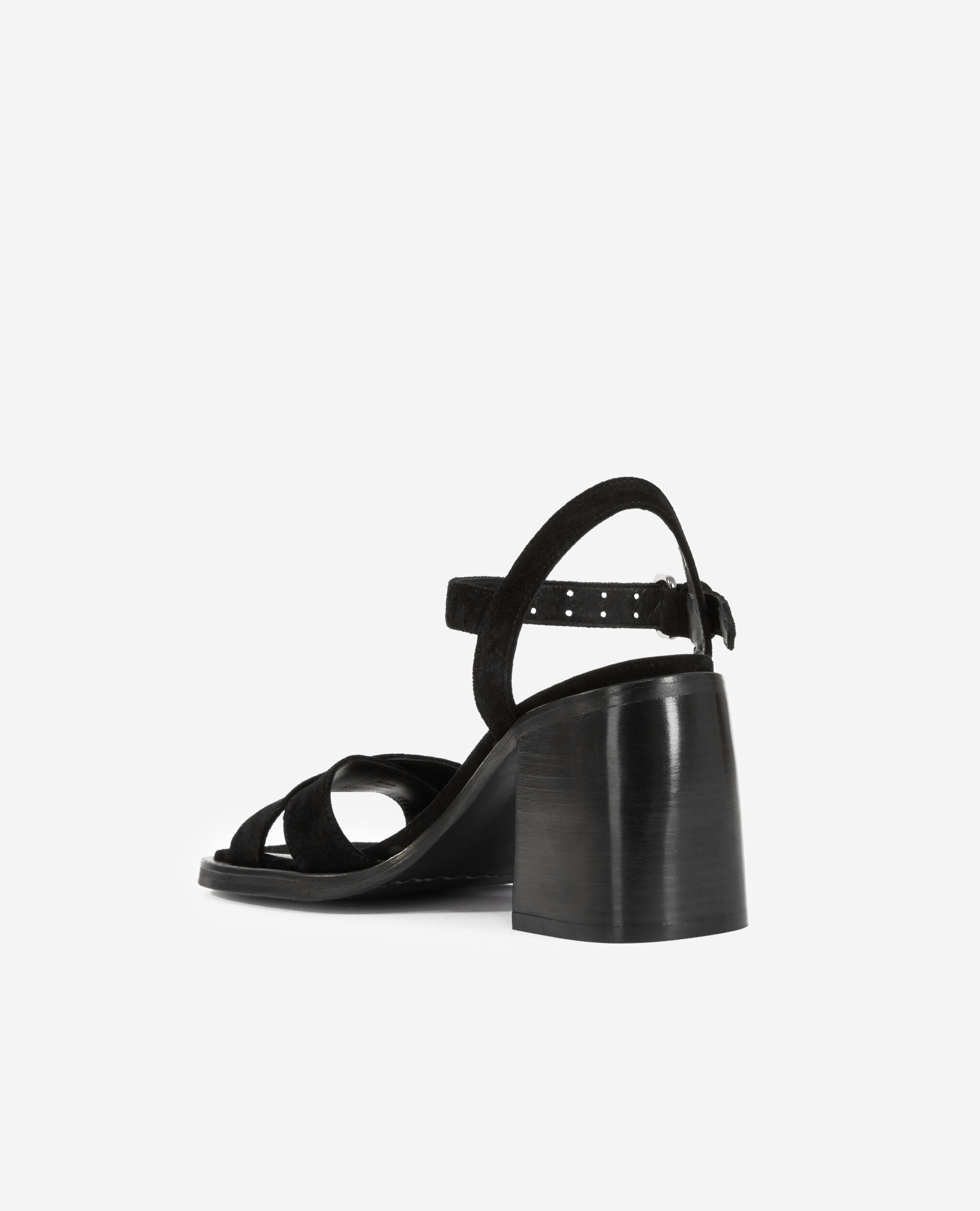 Black leather sandals, BLACK, hi-res image number null