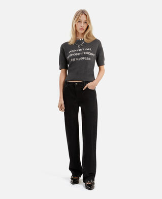The Kooples F MIDDLE GREY MEL/WHITE short sleeved screen printed sweater