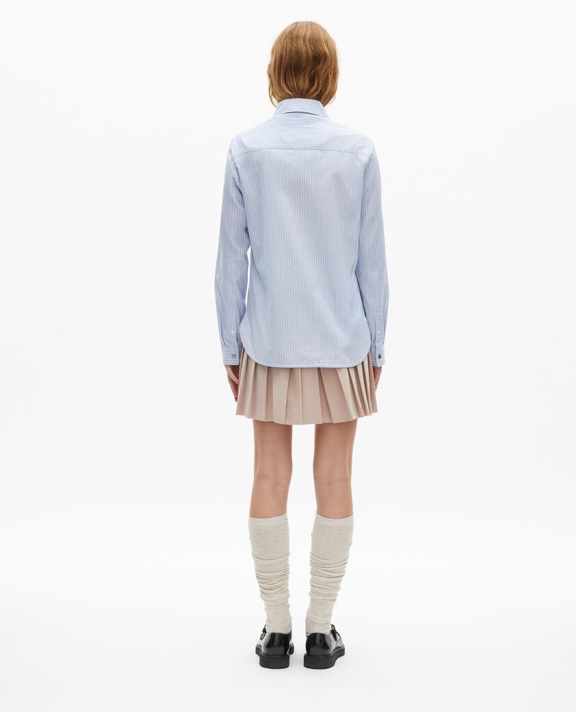 The Kooples FEMME BLUE / WHITE chemise à rayures en popeline bleue