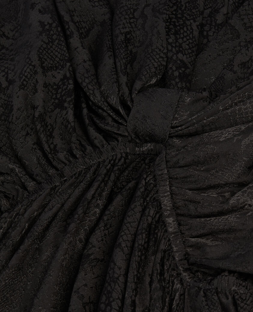 The Kooples WOMEN BLACK short black python jacquard dress with draping