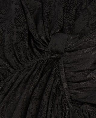 The Kooples DAMEN BLACK schwarzes kurzes jacquardkleid in pythonoptik mit drapierung