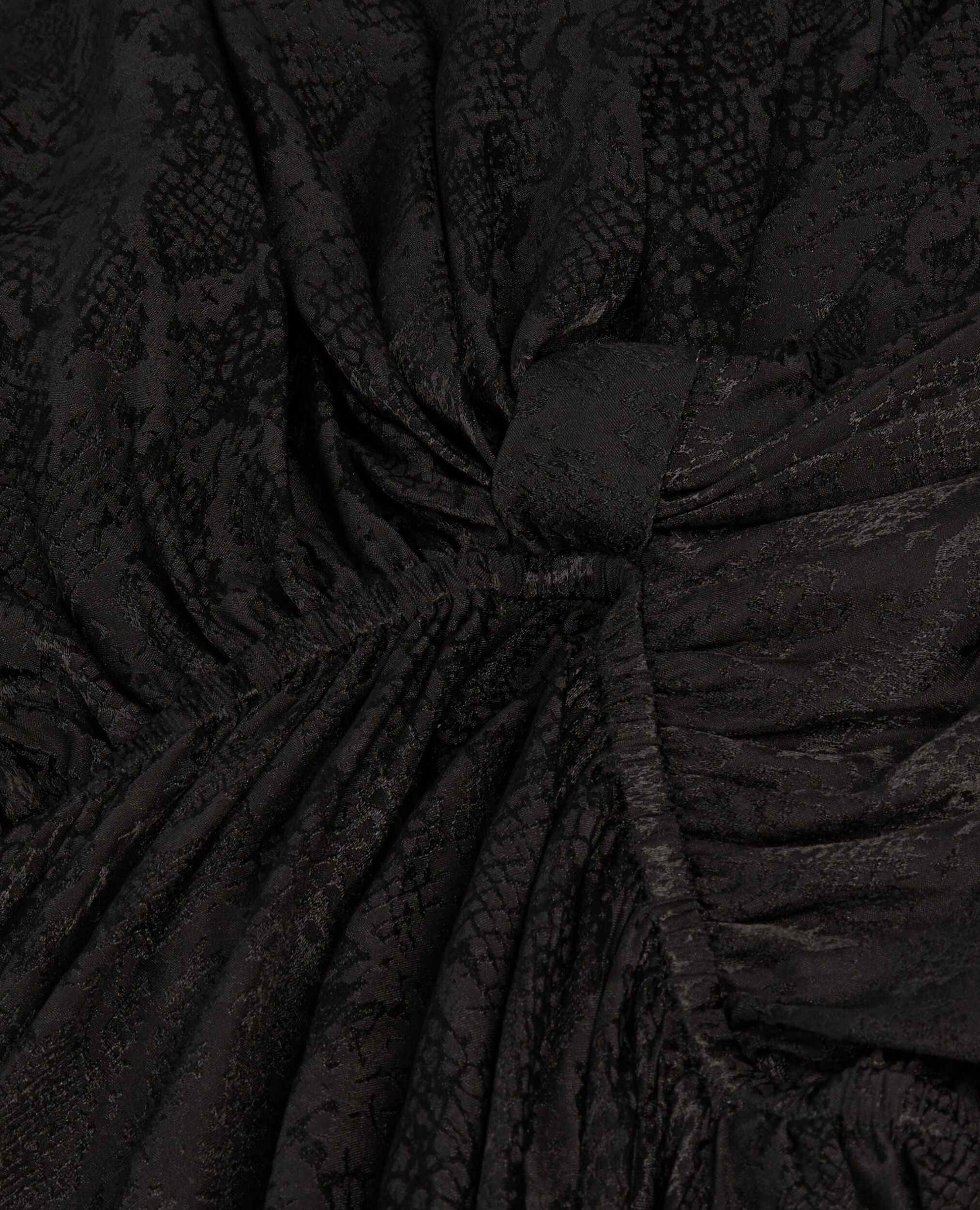 Schwarzes kurzes JacquardKleid in Pythonoptik mit Drapierung, BLACK, hi-res image number null