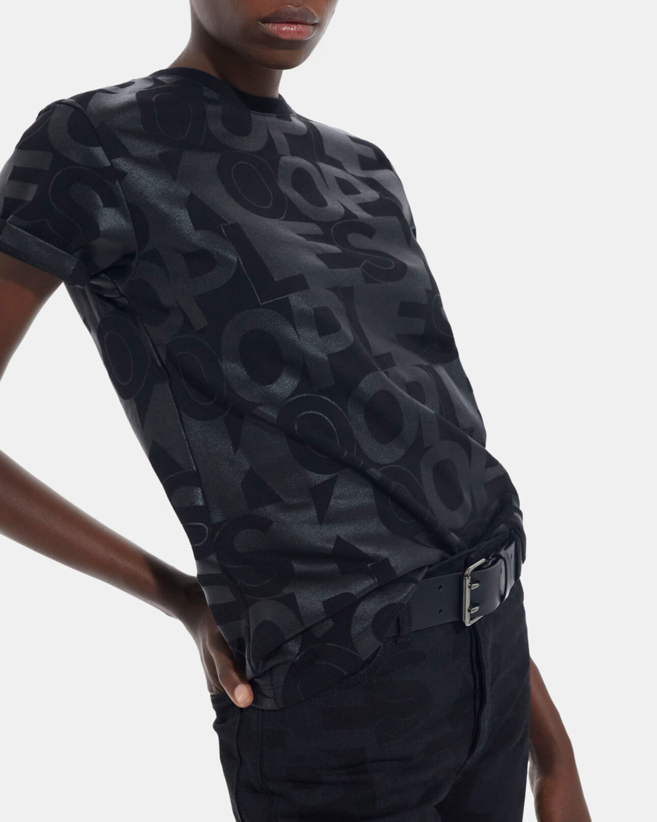 The Kooples DAMEN BLACK t-shirt mit schwarzem the kooples logo