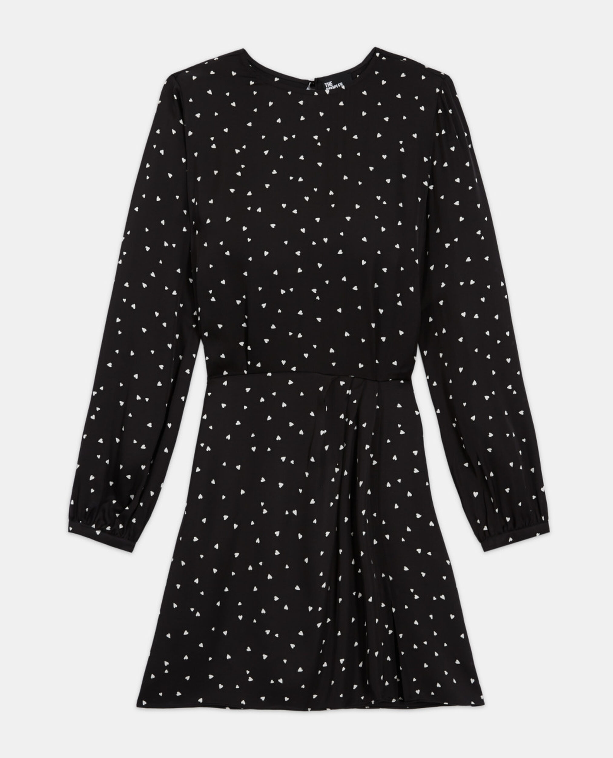 Kurzes Kleid mit Herz-Print, BLACK, hi-res image number null
