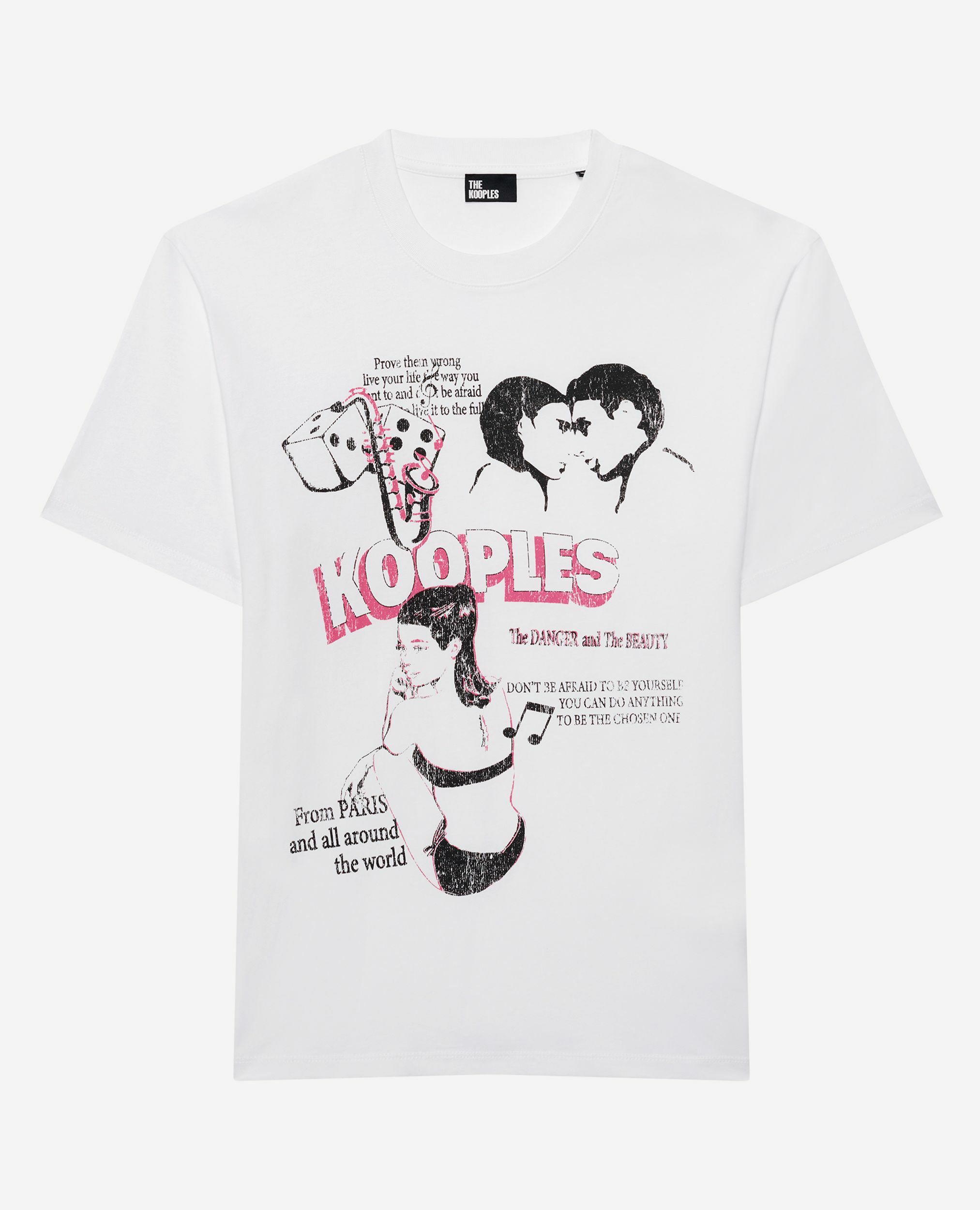 T-shirt with white screen print, WHITE, hi-res image number null