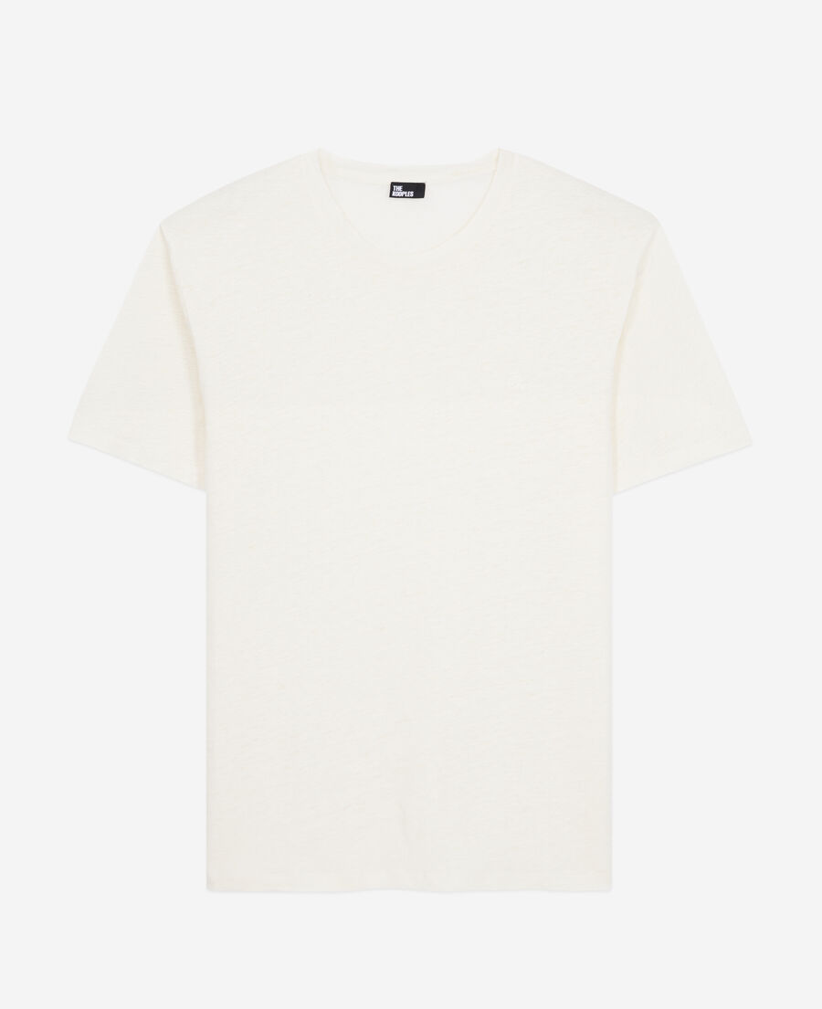 camiseta blanco crudo lino escudo para hombre