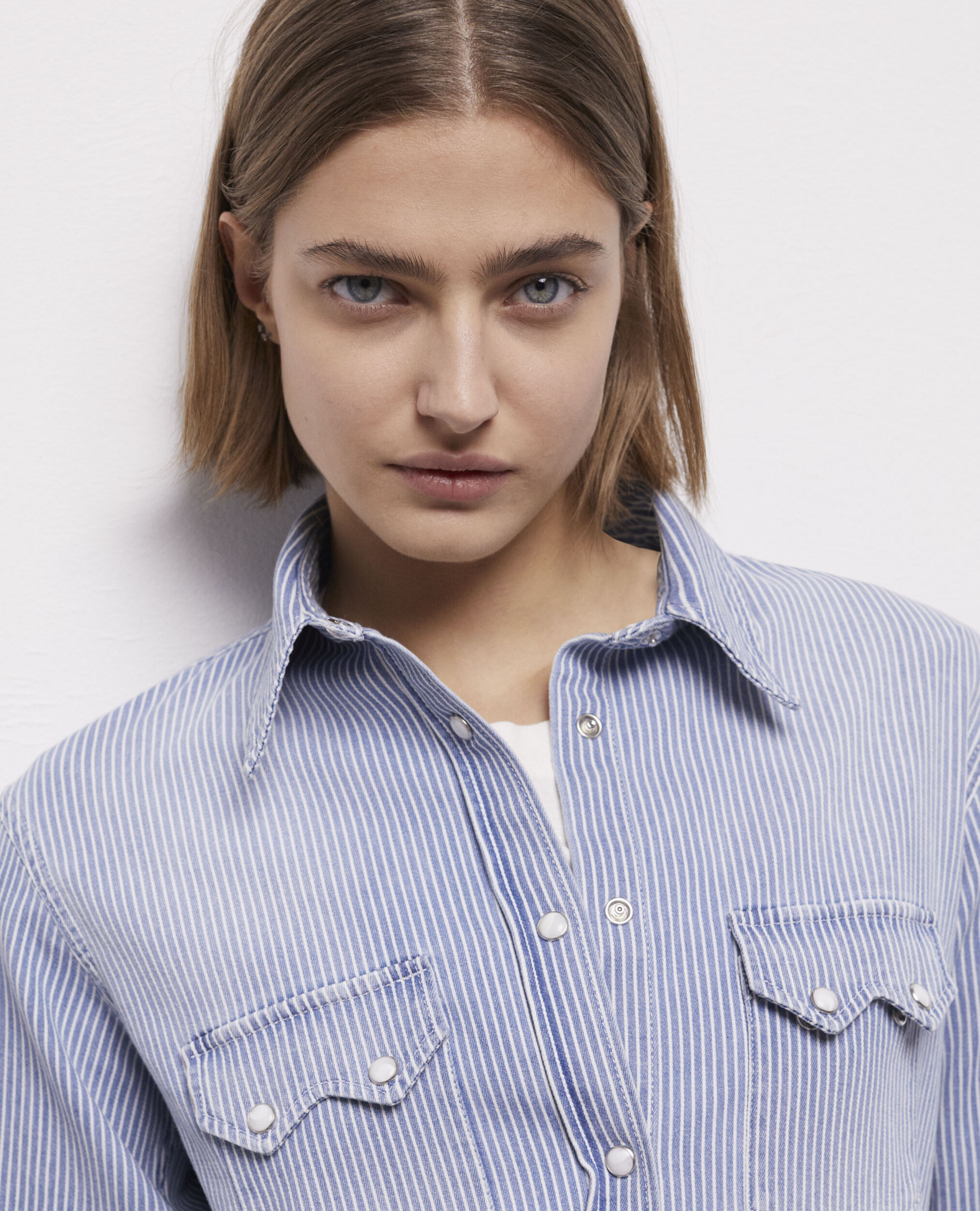 Blue and white striped shirt, BLUE DENIM, hi-res image number null
