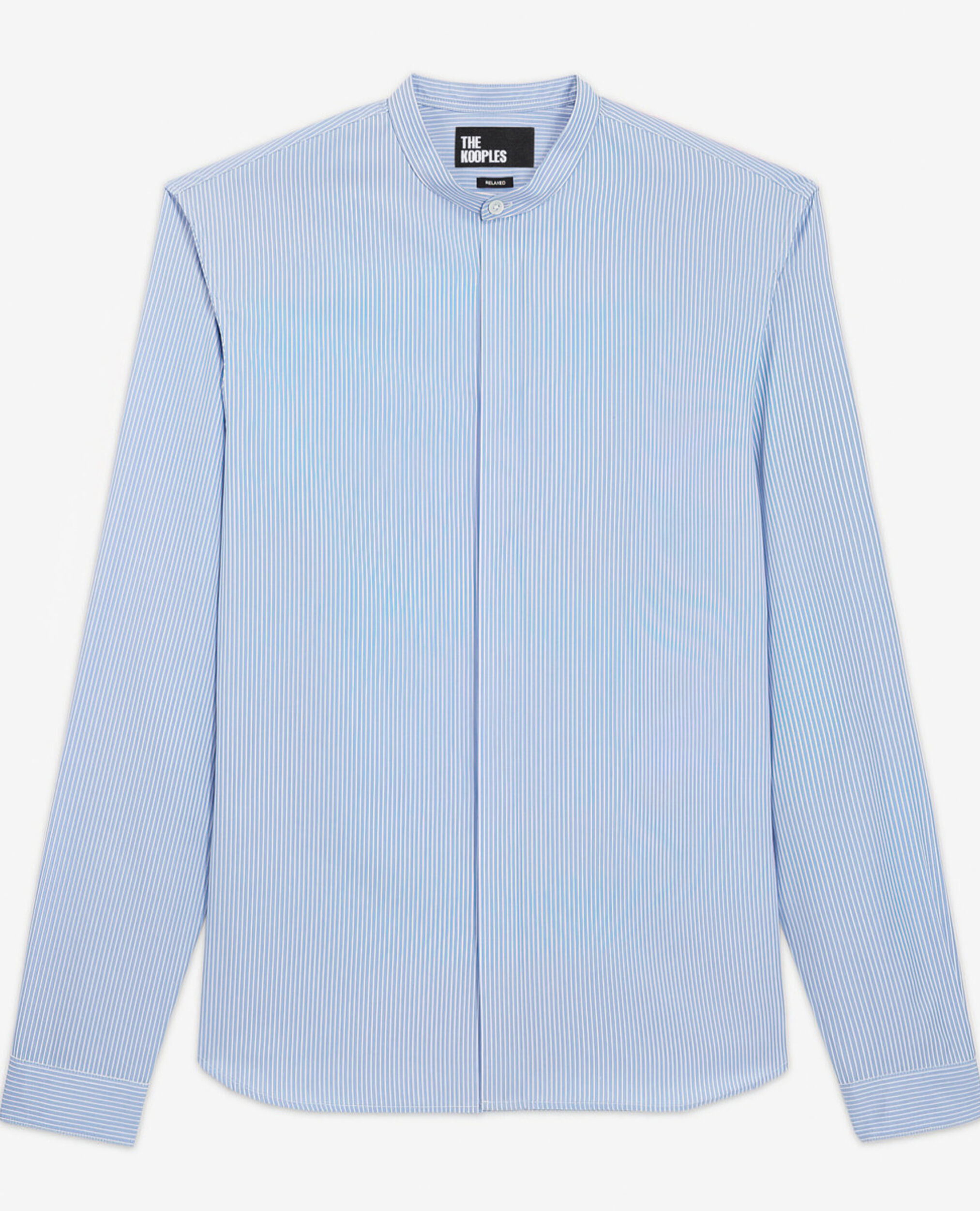 Blue striped shirt with Mao-neck, WHITE / SKY BLUE, hi-res image number null