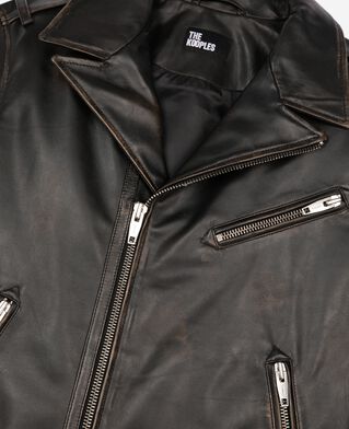 The Kooples HERREN BLACK USED LIGHT jacke im bikerstil aus schwarzem leder