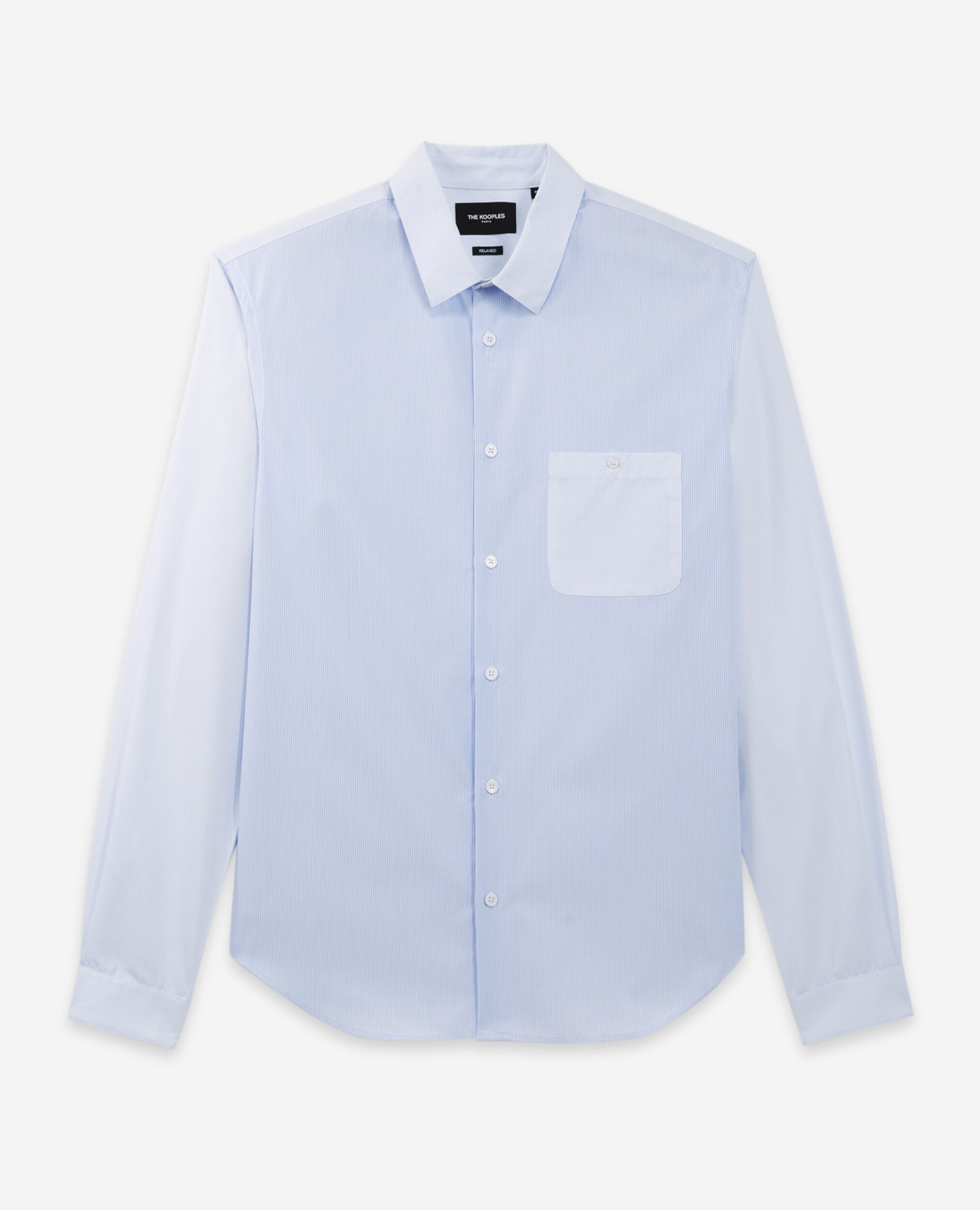 White collar shirt with sky blue stripes, WHITE / SKY BLUE, hi-res image number null