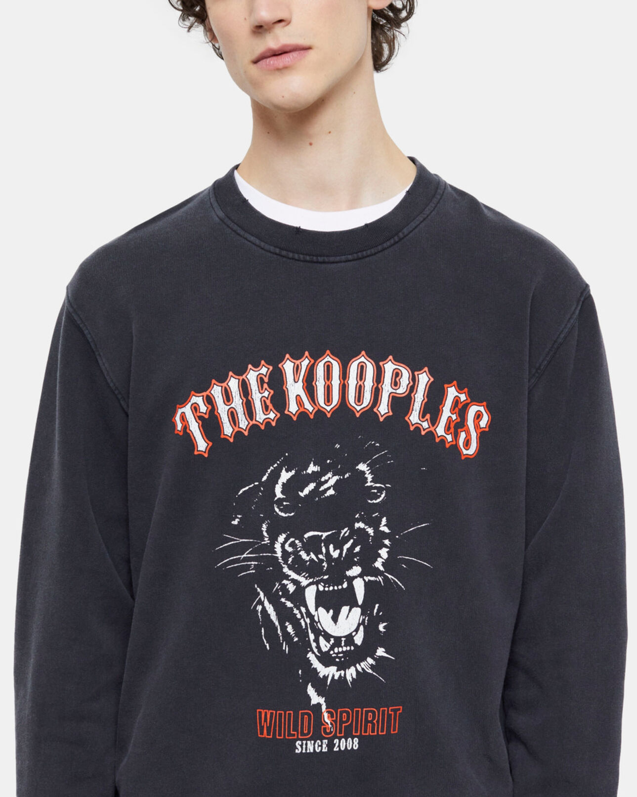 The Kooples HOMME BLACK WASHED sweatshirt sérigraphié noir