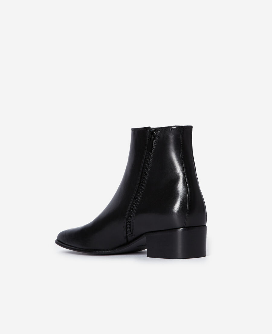boots en cuir lisse noir