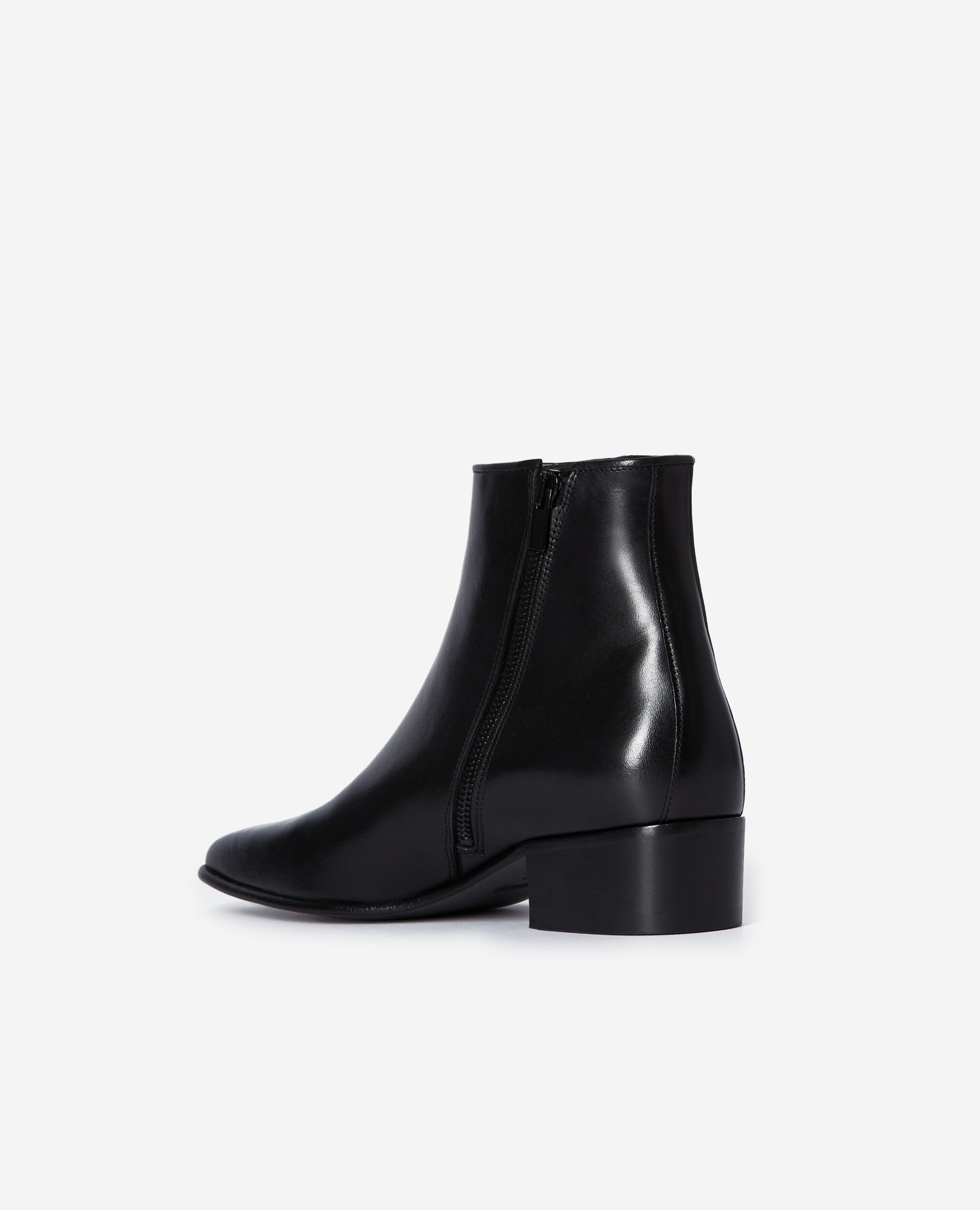 Boots en cuir lisse noir, BLACK, hi-res image number null