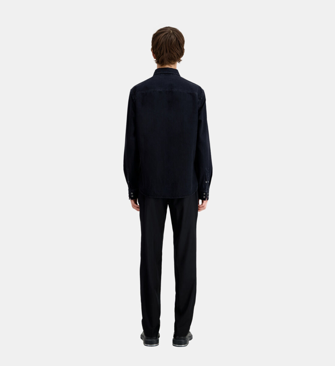 Black classic collar denim shirt