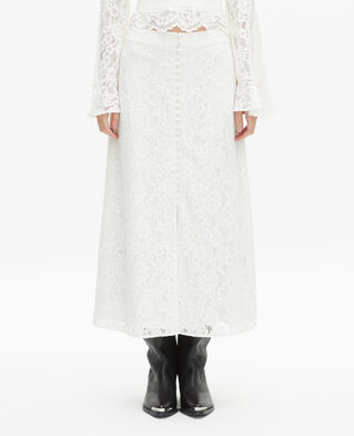 The Kooples WOMEN ECRU long white lace skirt