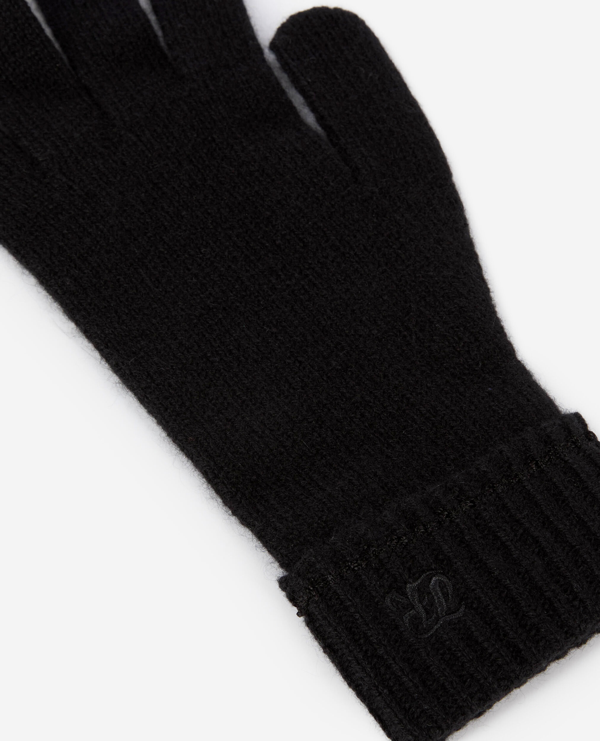 Black cashmere gloves, BLACK, hi-res image number null