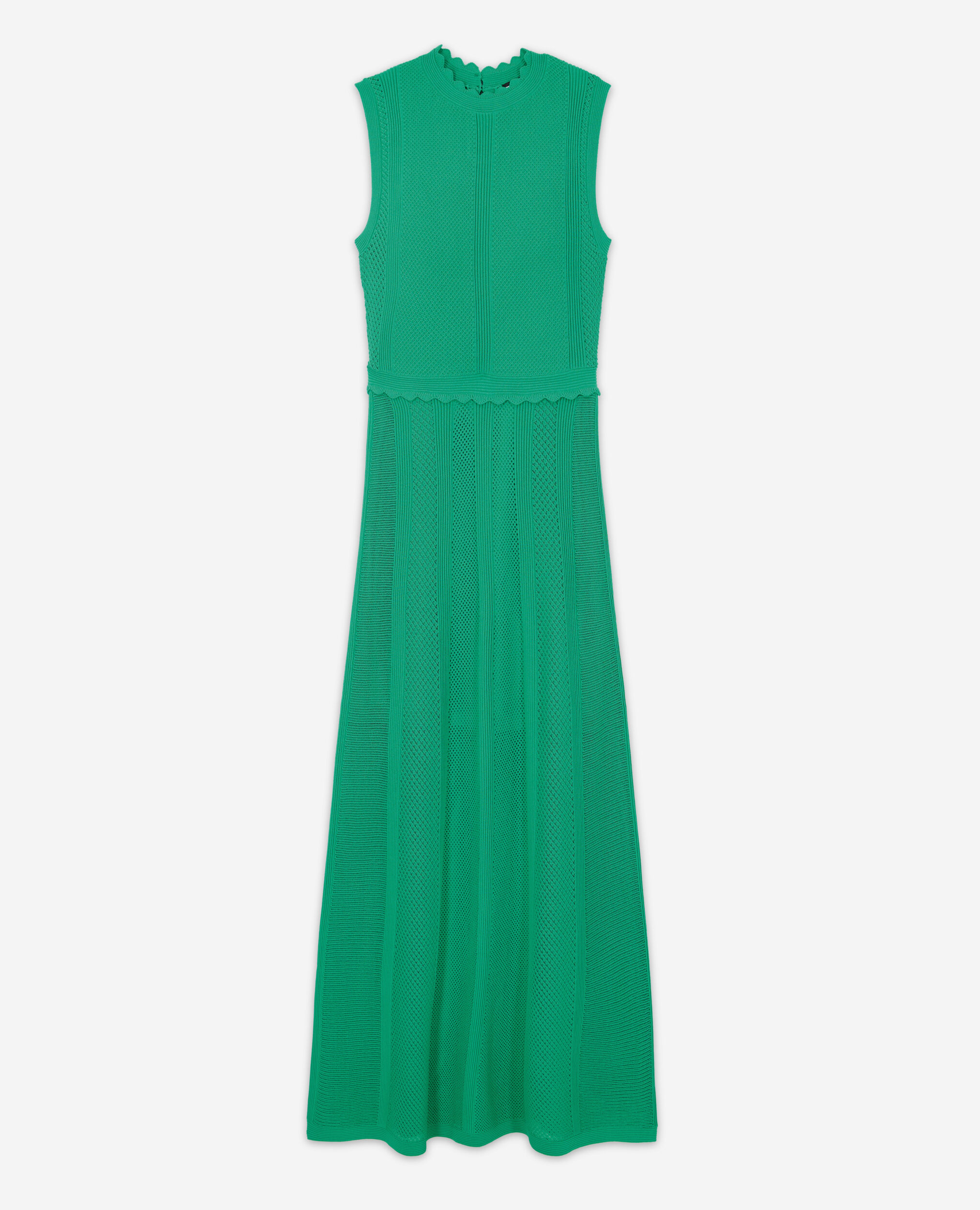 Long green dress in openwork mesh, GREEN, hi-res image number null