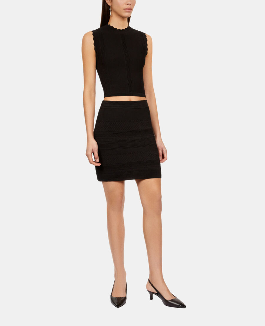The Kooples WOMEN BLACK short black knit skirt