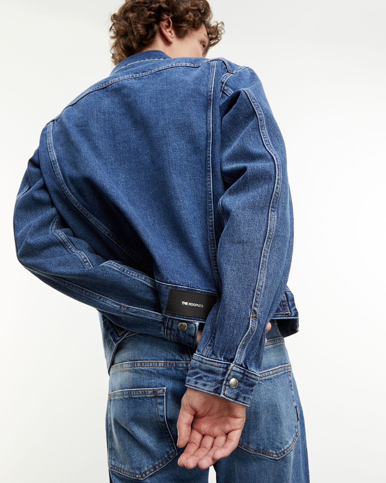The Kooples MEN BLEU INDIGO blue denim jacket with press studs