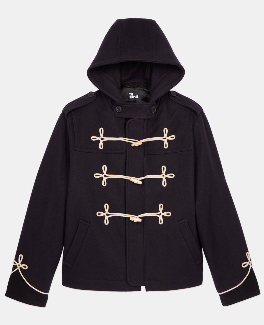 The Kooples MEN DARK NAVY short navy blue hooded pea coat