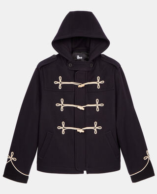 The Kooples MEN DARK NAVY short navy blue hooded pea coat