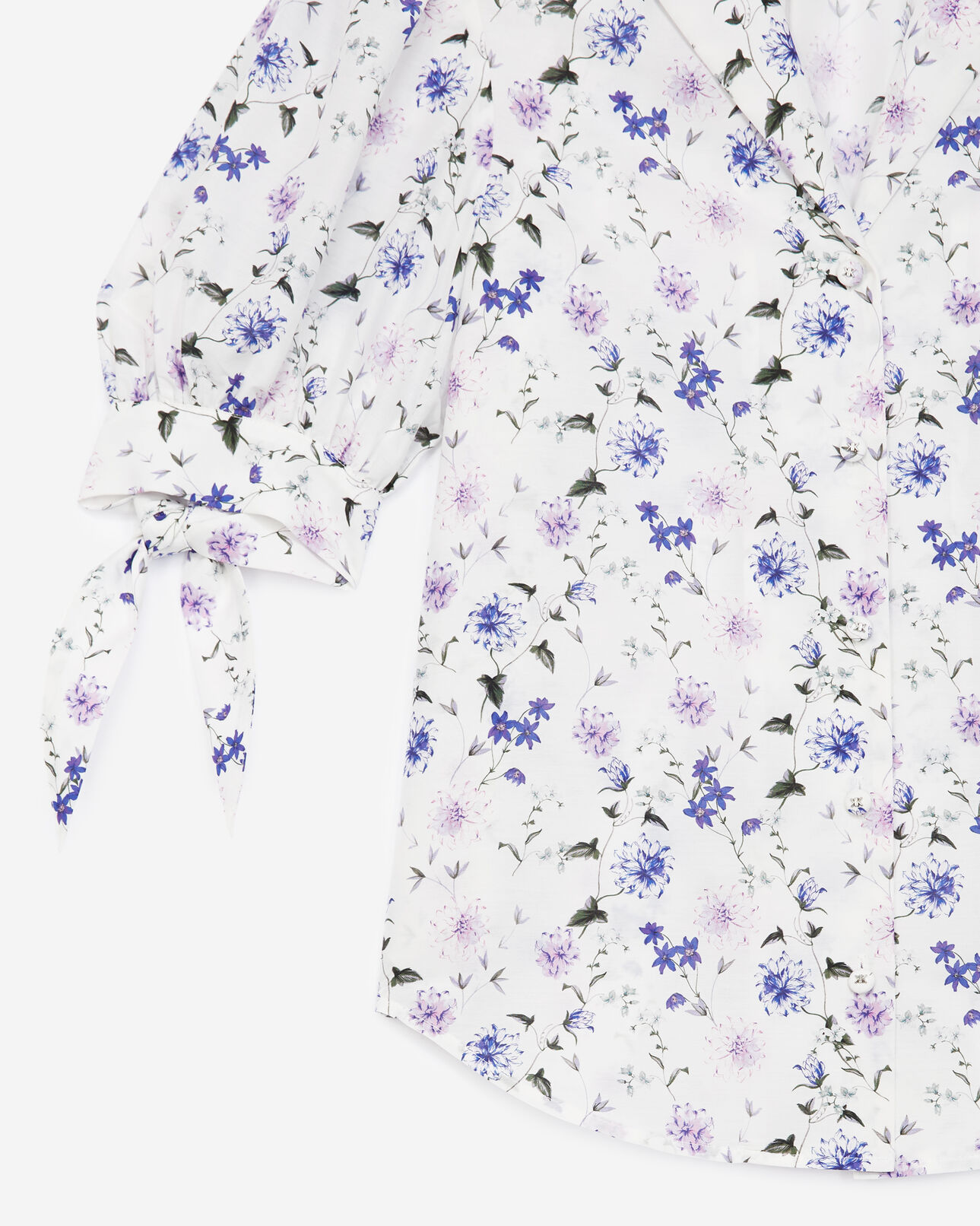 The Kooples WOMEN ECRU / LAVENDER fitted printed shirt with bow detail