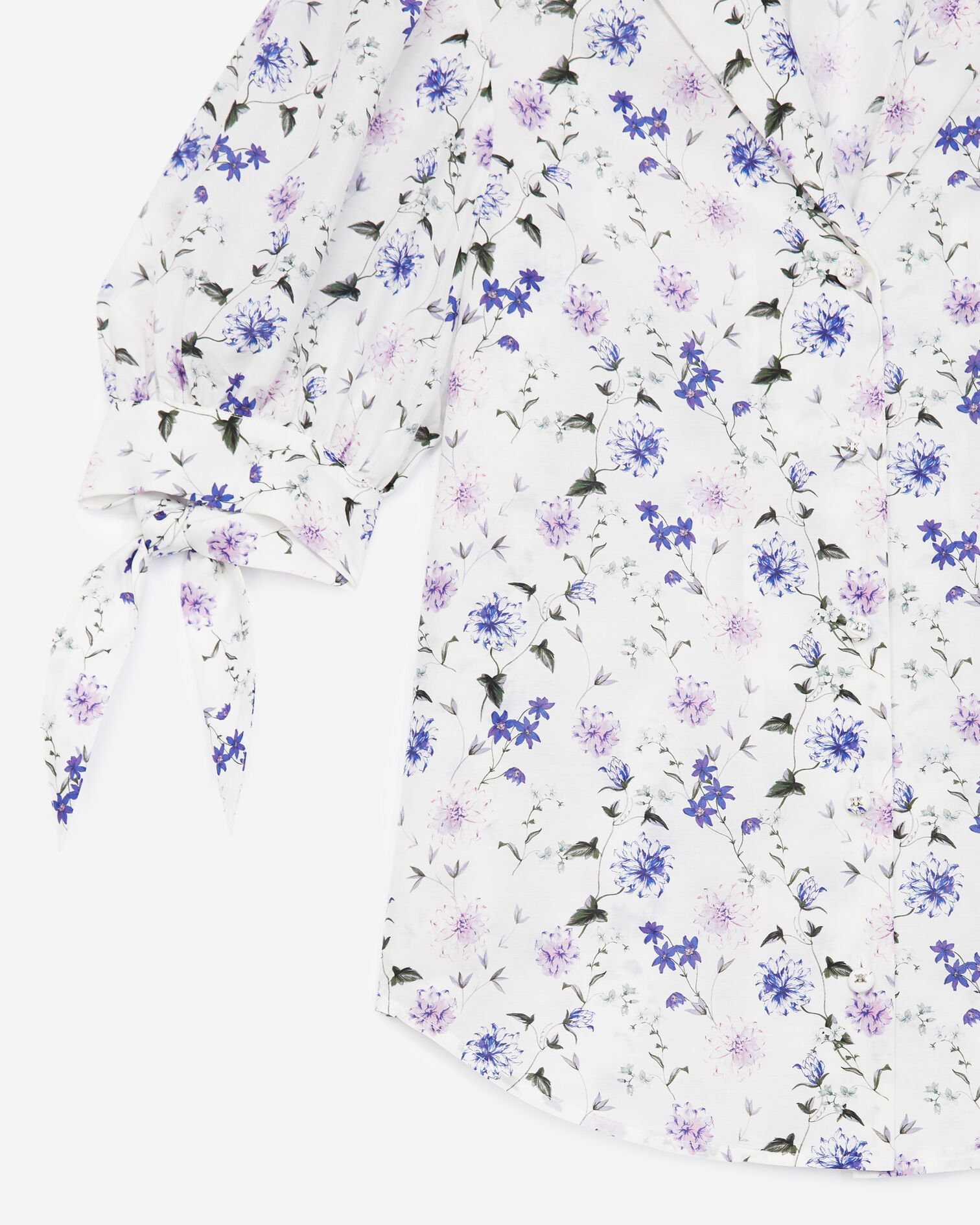 Fitted printed shirt with bow detail, ECRU / LAVENDER, hi-res image number null