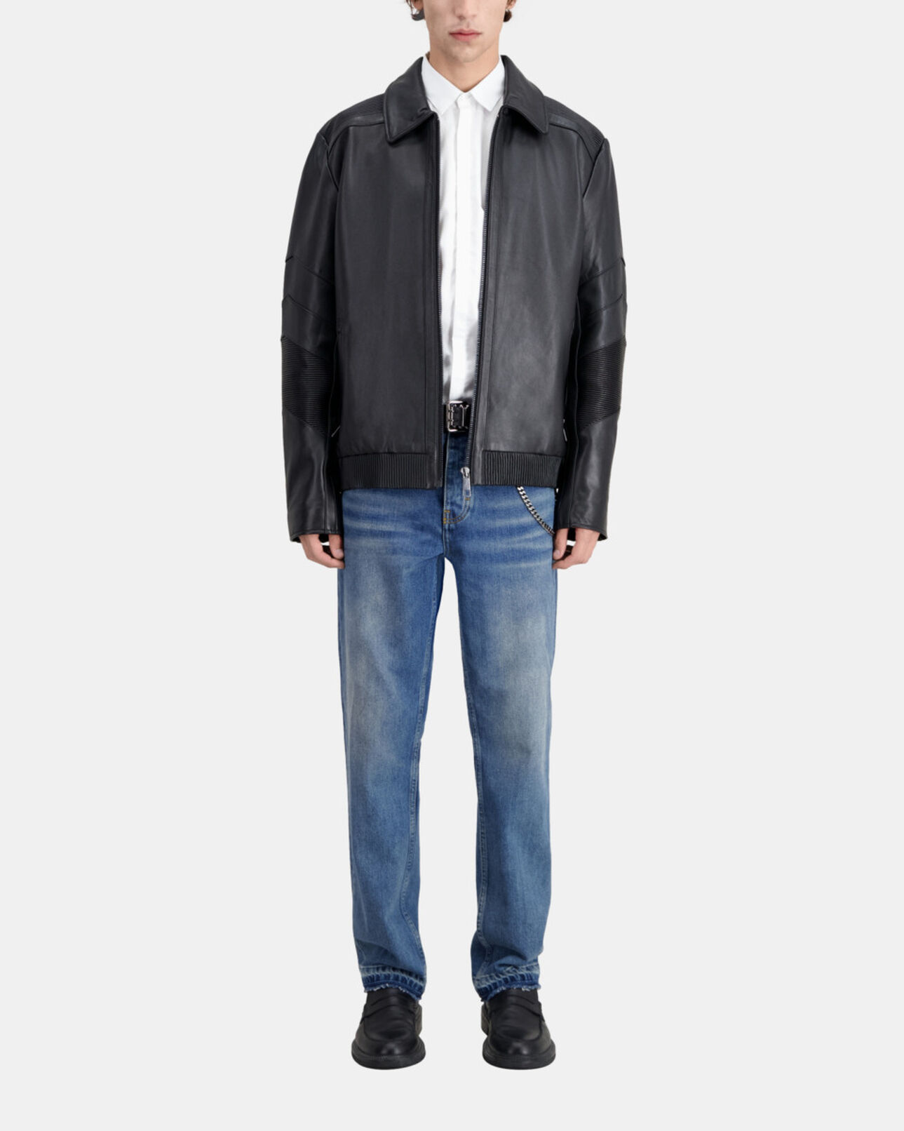 The Kooples MEN BLACK black leather biker jacket