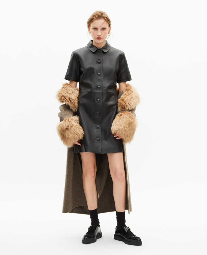 The Kooples WOMEN BLACK short black leather dress