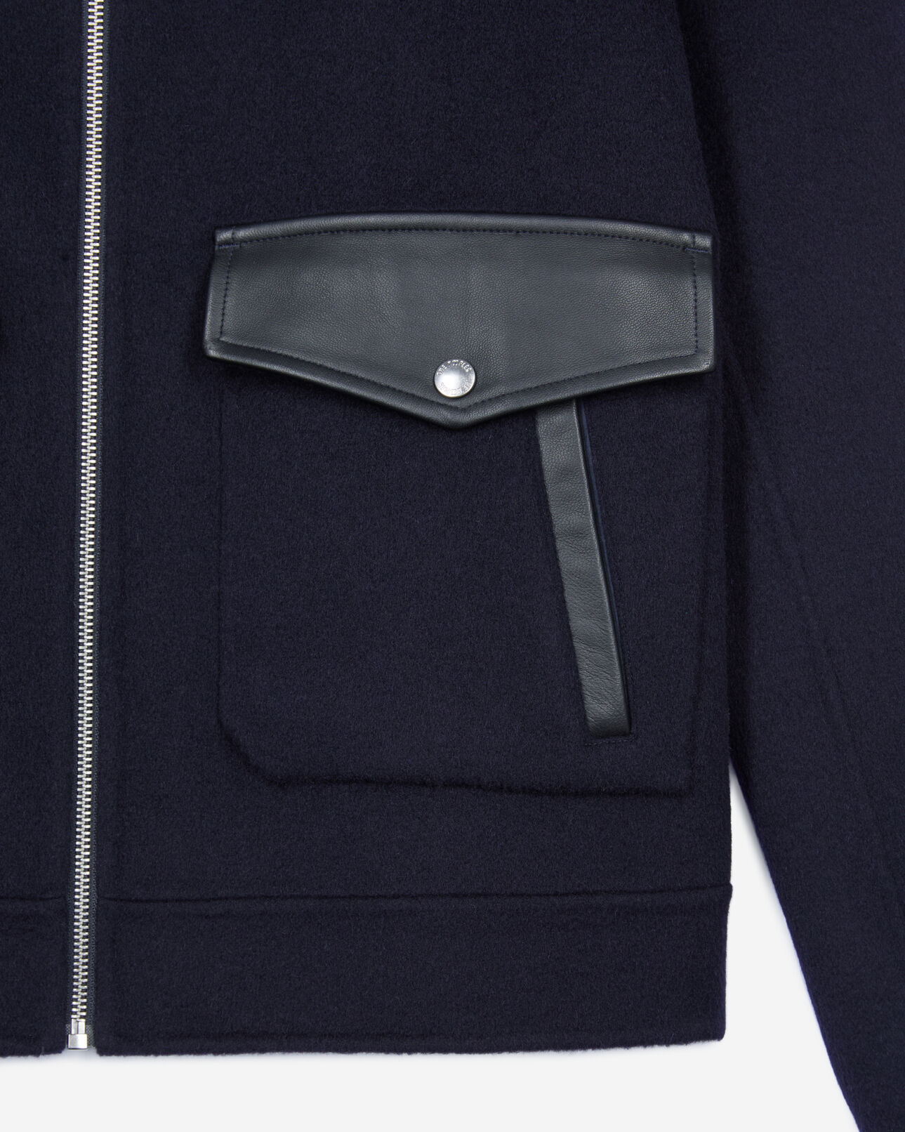 The Kooples HOMME NAVY blouson en laine double face bleu marine