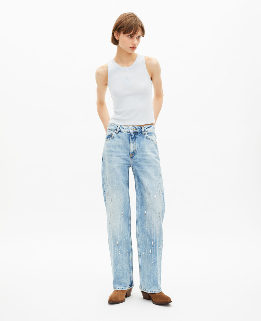 The Kooples WOMEN LIGHT BLUE tank top with light blue coat of arms