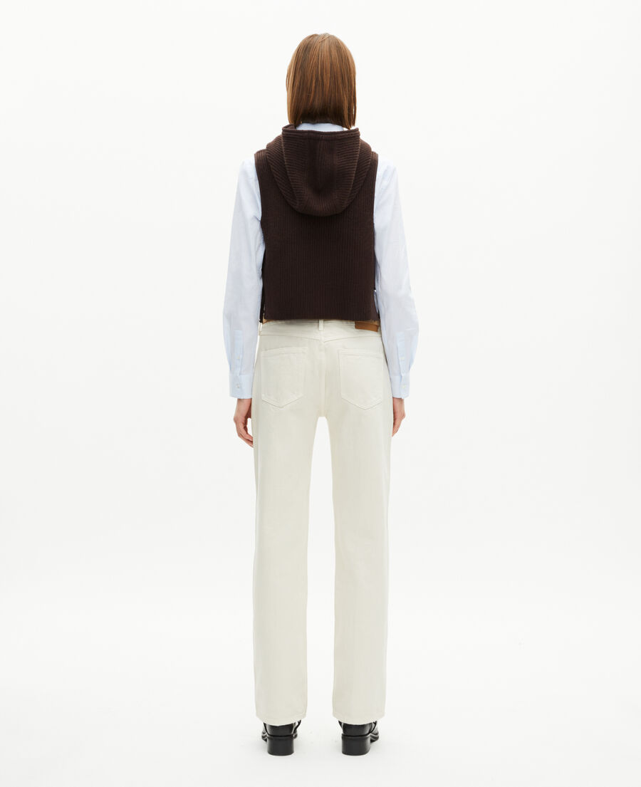 The Kooples FEMME CHOCOLATE pull sans manches en laine et coton marron