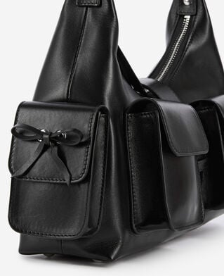 The Kooples WOMEN BLACK black smooth leather amelia bag