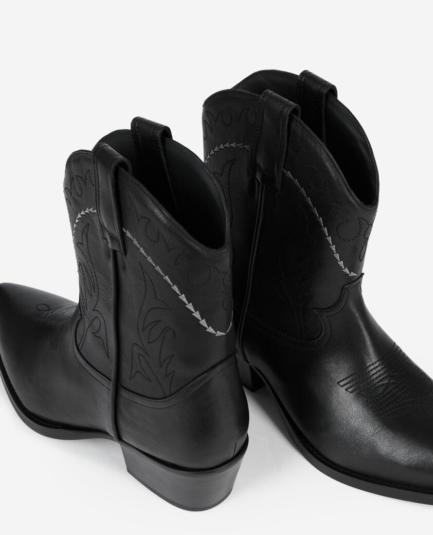 The Kooples MEN BLACK black leather western boots
