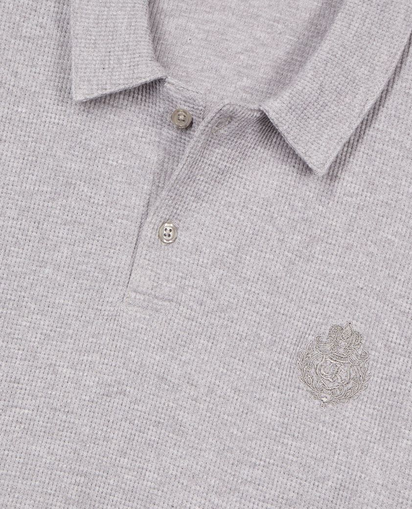 The Kooples HOMME GREY MELANGE polo en nid d'abeille avec blason gris