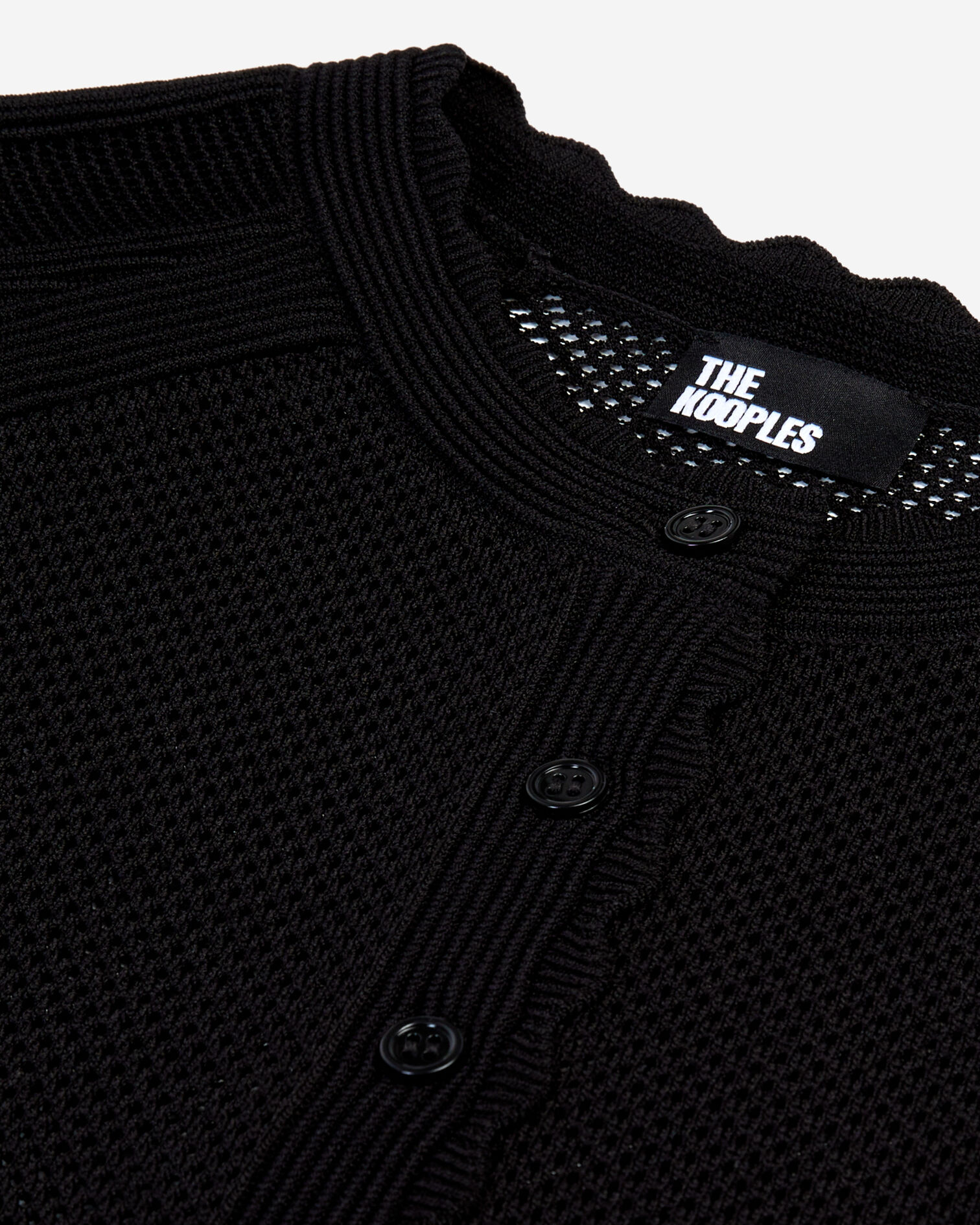 Schwarzer kurzer Cardigan aus Ajour-Strick, BLACK, hi-res image number null