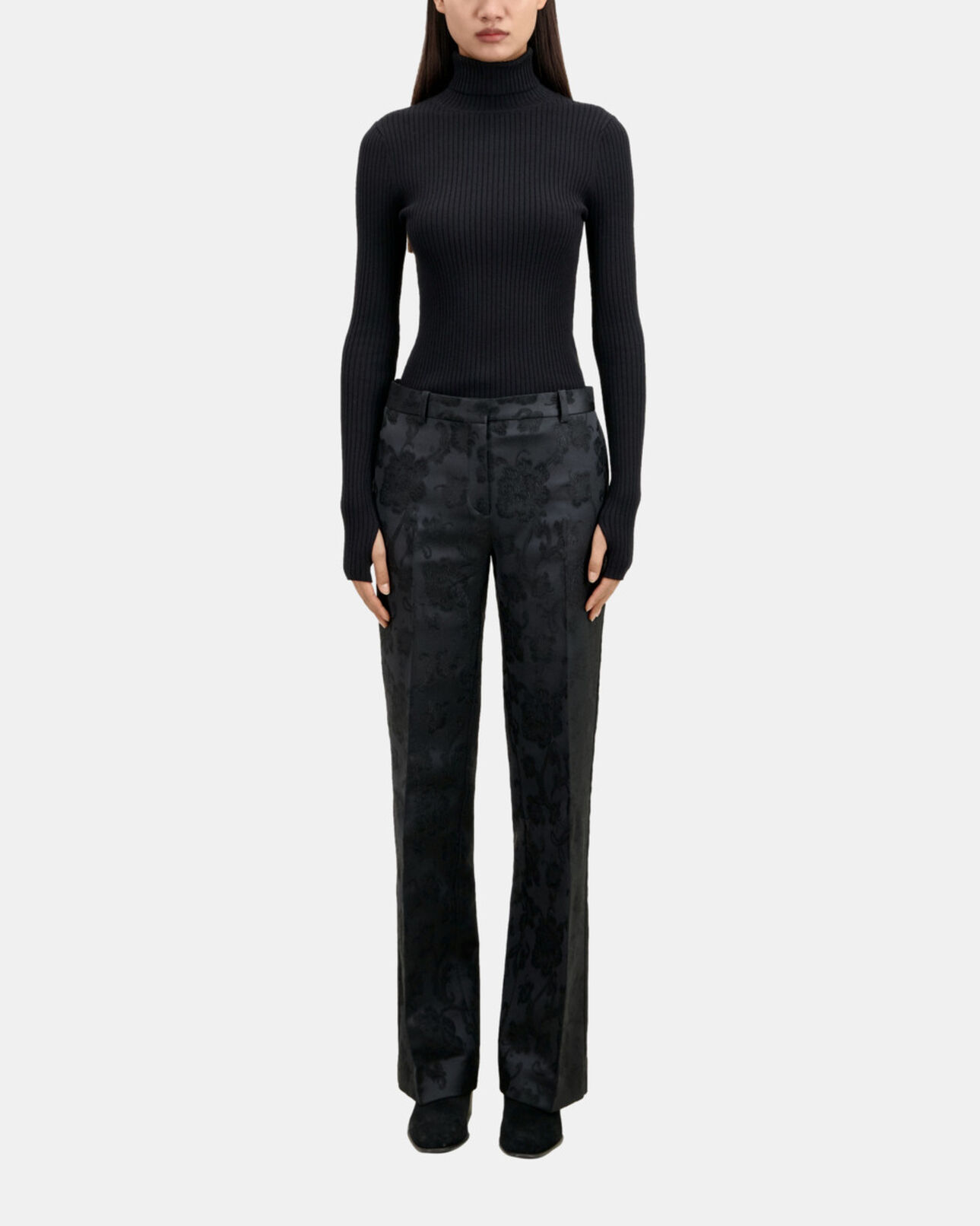 The Kooples DAMEN BLACK schwarze anzughose mit blumenmotiv