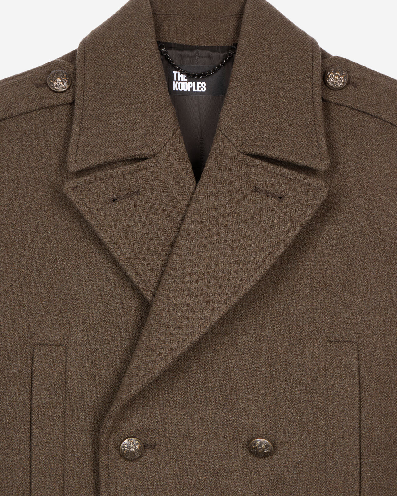 The Kooples HOMME KAKI manteau long style officier kaki