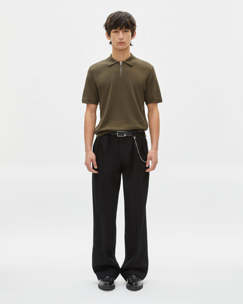 The Kooples MEN OLIVE KAKI khaki knit polo