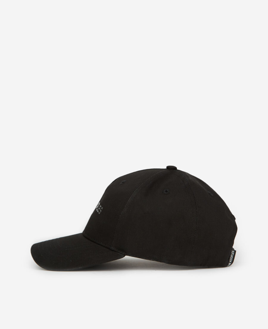 black cotton cap with tone-on-tone logo