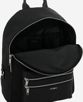 The Kooples HOMME BLACK sac &agrave; dos en canvas et cuir grain&eacute; noir