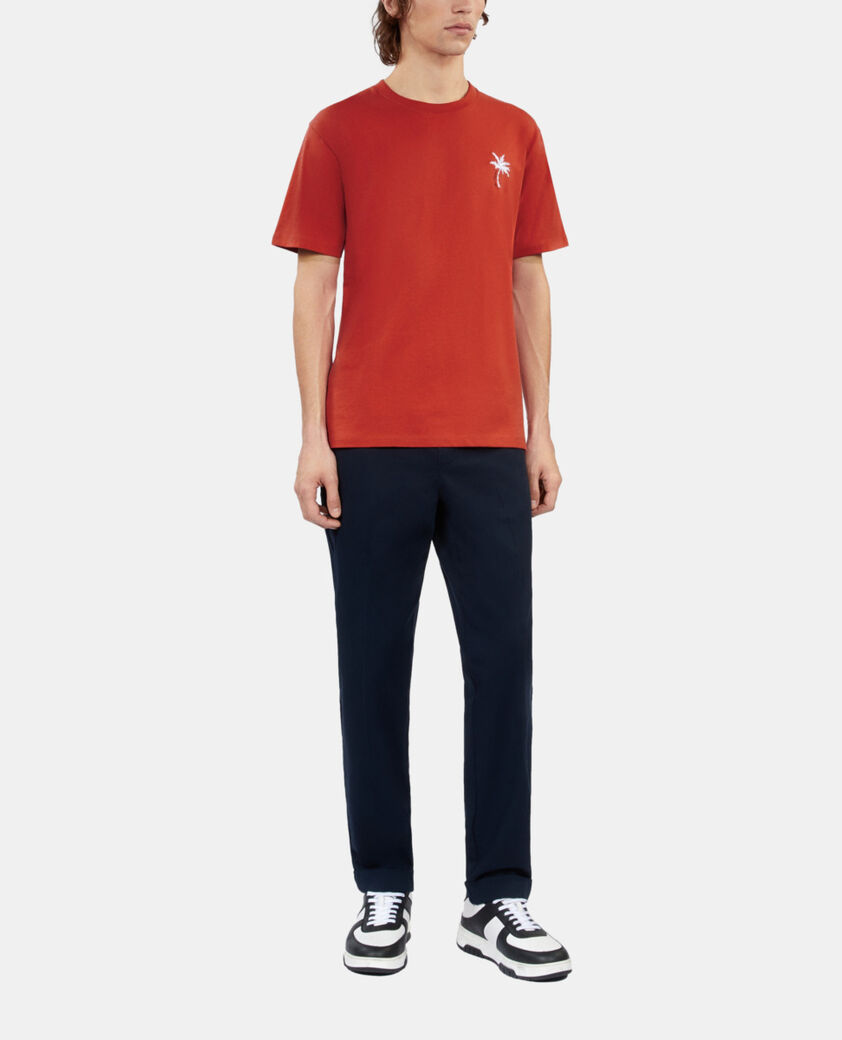 The Kooples HOMME RED BRIQUE t-shirt avec broderie palm tree rouge