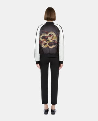 The Kooples FEMME BLACK blouson satiné noir et blanc