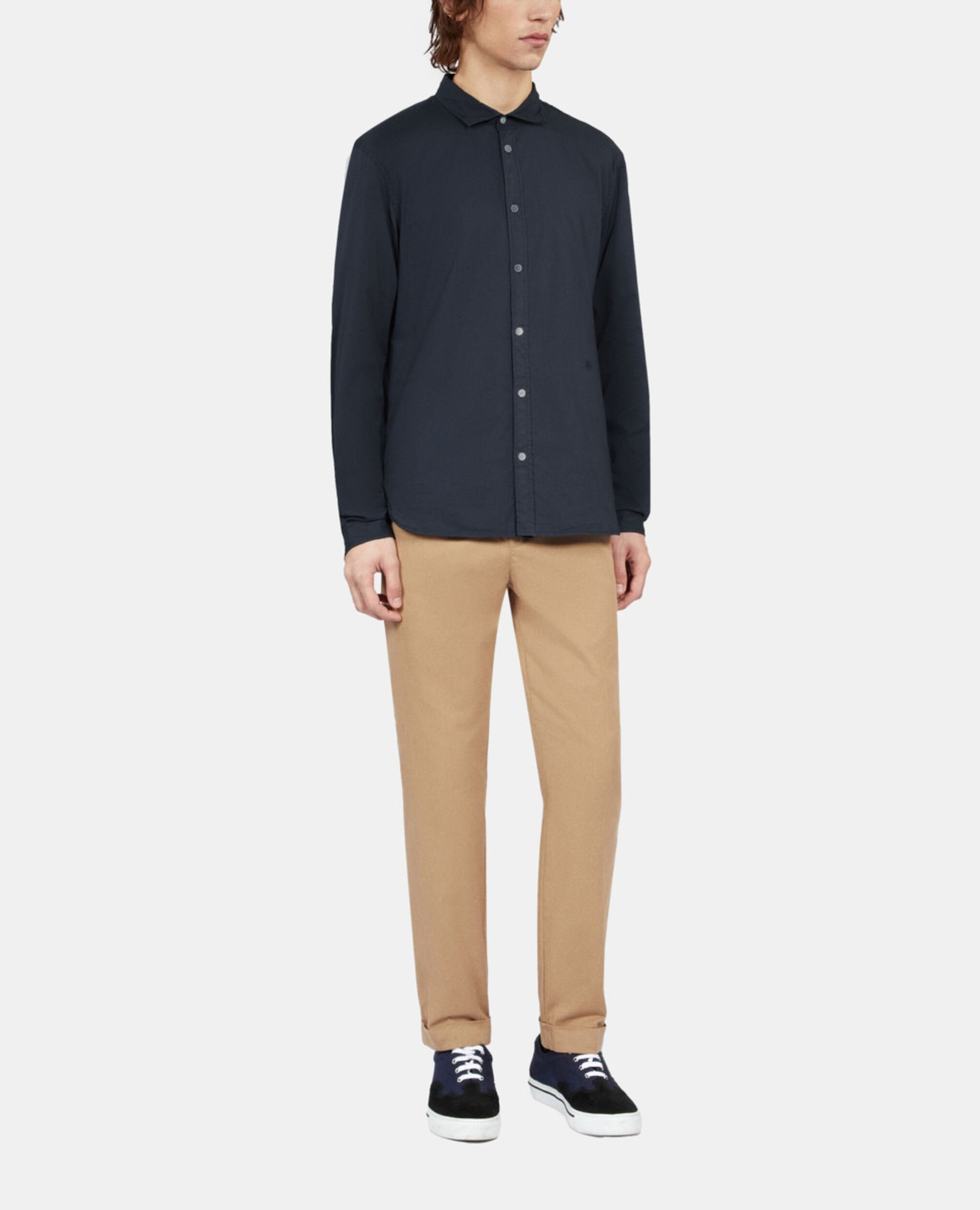 Chemise en voile de coton bleu marine, NAVY, hi-res image number null