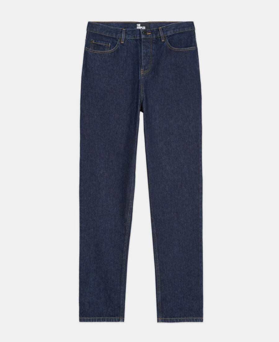 straight-cut blue jeans