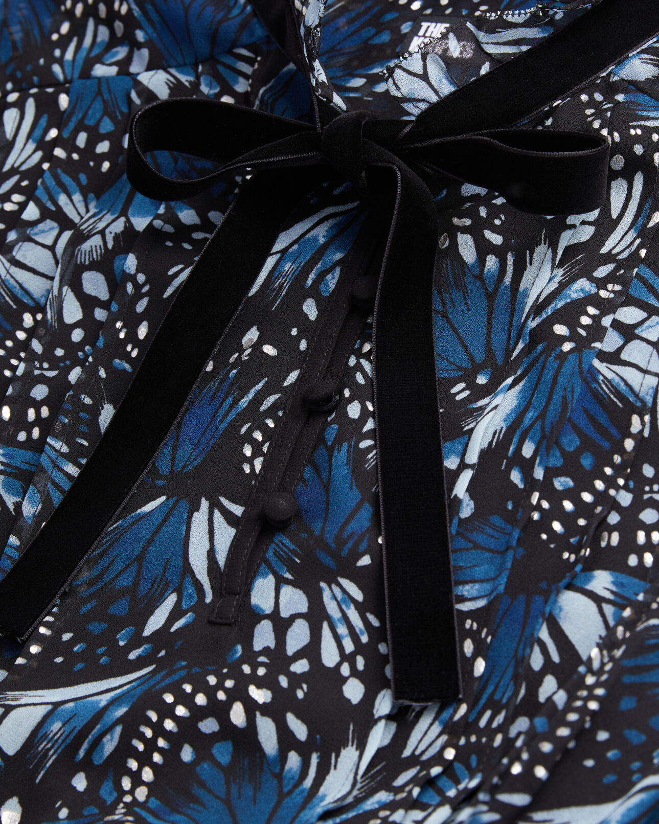 The Kooples WOMEN BLUE long printed dress with pleating