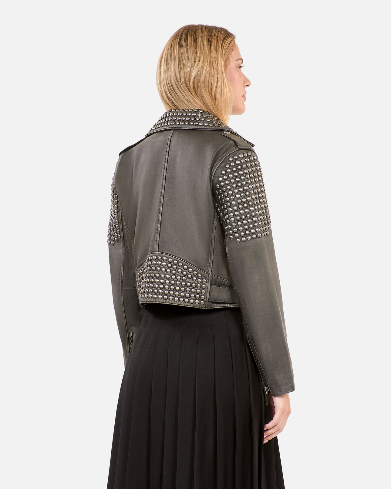 The Kooples F BLACK studded black leather jacket