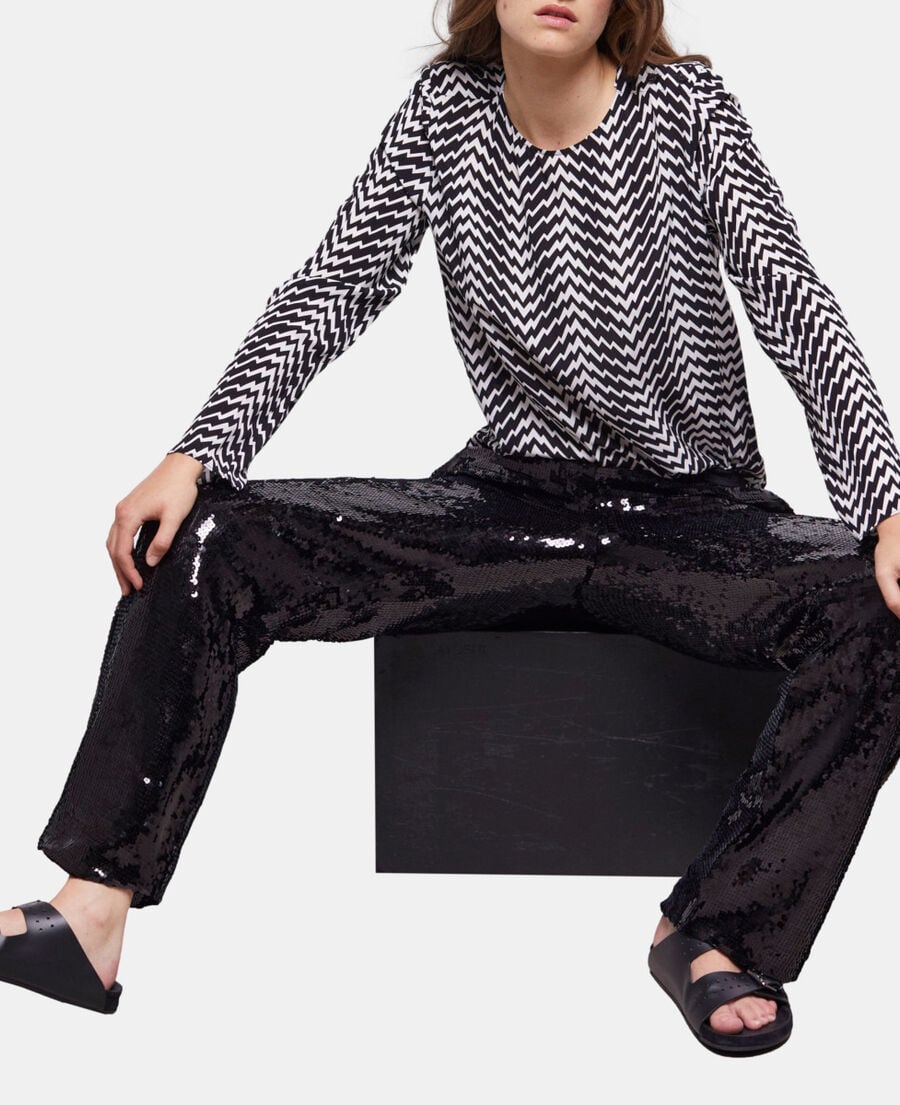 The Kooples FEMME BLACK WHITE top imprimé noir