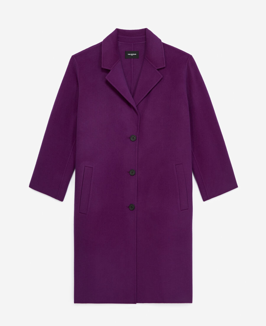 manteau laine violet